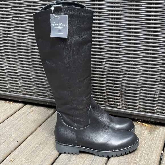 Avellini Shoes - Avellini Pebbled Leather Studded Boot, Size 37